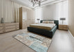 Contemporary Granite Gray Patchwork Rug in a Bedroom, con2669