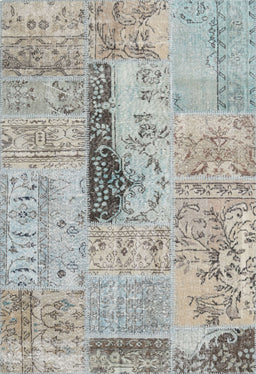Contemporary Granite Gray Patchwork Rug, con2669
