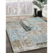 Contemporary Granite Gray Patchwork Rug in Family Room, con2669