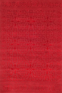 Machine Washable Contemporary Red Rug, wshcon266