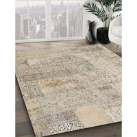 Contemporary Brown Patchwork Rug, con2670