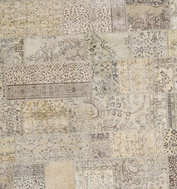 Contemporary Brown Patchwork Rug, con2670
