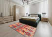 Machine Washable Contemporary Light Copper Gold Rug in a Bedroom, wshcon2674