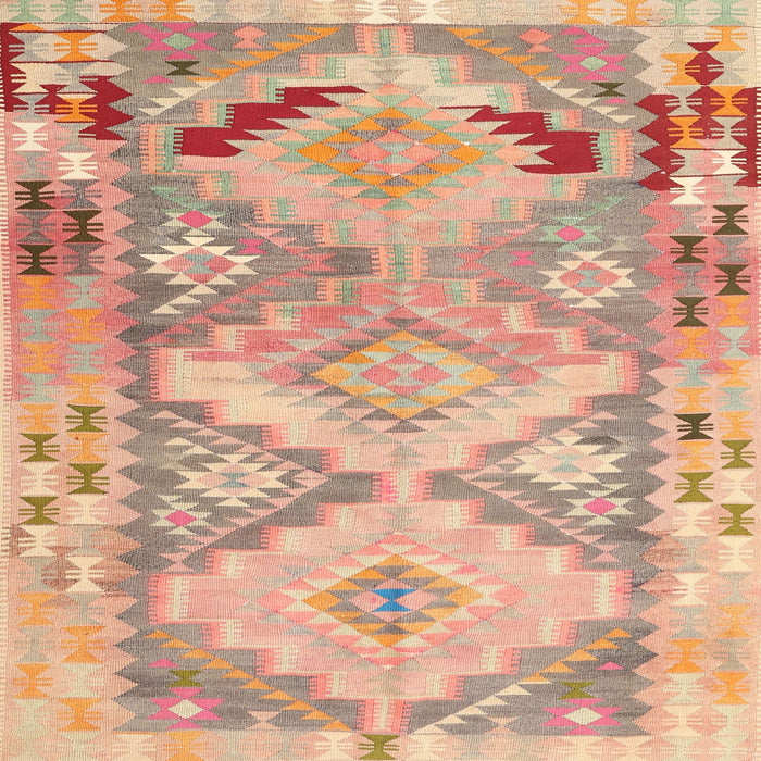 Square Contemporary Sunrise Orange Southwestern Rug, con2677