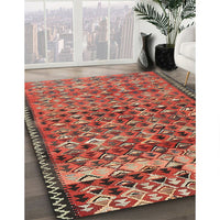 Contemporary Orange Salmon Pink Modern Rug, con2678