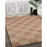 Contemporary Rust Pink Checkered Rug, con267