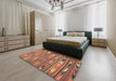 Machine Washable Contemporary Brown Red Rug in a Bedroom, wshcon2680