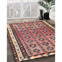 Contemporary Chestnut Brown Modern Rug, con2681