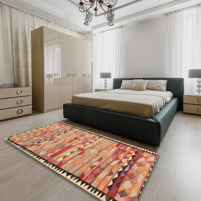 Machine Washable Contemporary Sand Brown Rug in a Bedroom, wshcon2682