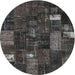 Sideview of Contemporary Gray Patchwork Rug, con2683