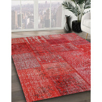 Contemporary Red Patchwork Rug, con2684