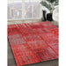 Contemporary Red Patchwork Rug in Family Room, con2684