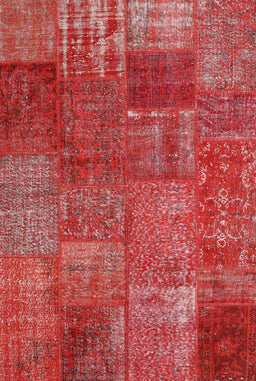 Contemporary Red Patchwork Rug, con2684