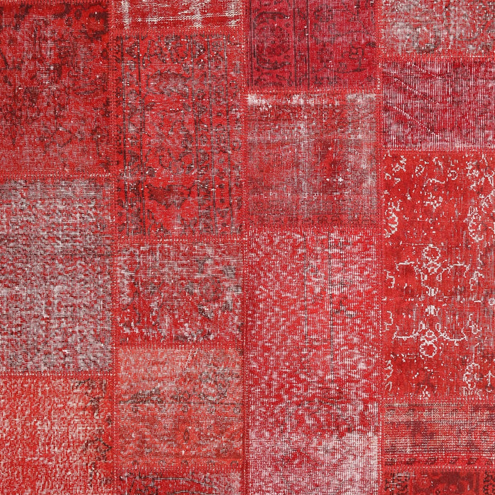 Contemporary Red Patchwork Rug, con2684