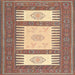 Square Contemporary Sienna Brown Southwestern Rug, con2685