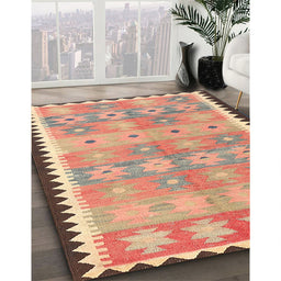 Contemporary Chestnut Red Southwestern Rug in Family Room, con2687