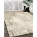 Contemporary Light French Beige Brown Patchwork Rug in Family Room, con2688