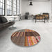 Round Machine Washable Contemporary Orange Salmon Pink Rug in a Office, wshcon2689