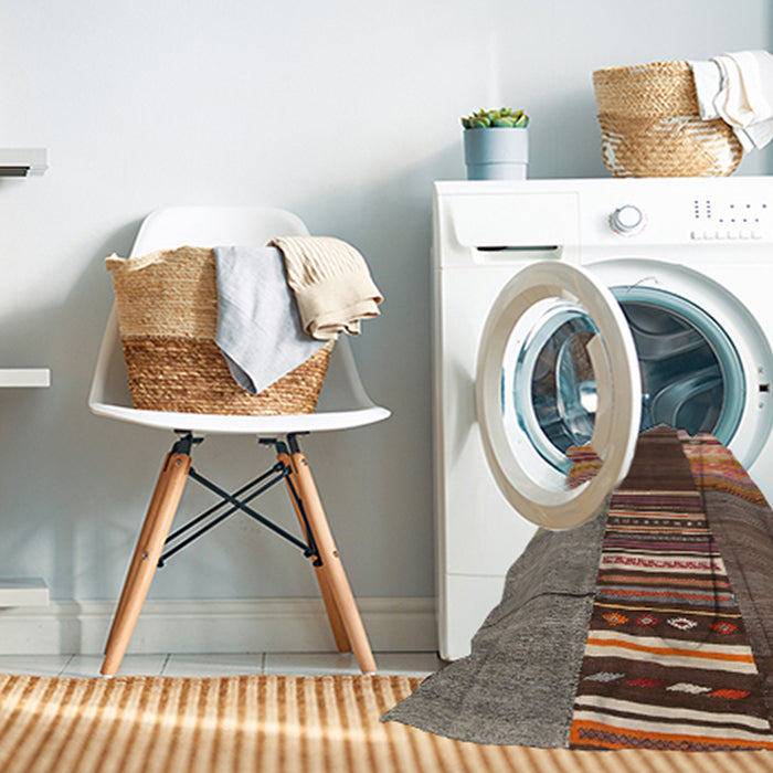 Machine Washable Contemporary Orange Salmon Pink Rug in a Washing Machine, wshcon2689