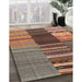 Contemporary Orange Salmon Pink Southwestern Rug in Family Room, con2689