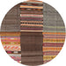 Sideview of Contemporary Orange Salmon Pink Southwestern Rug, con2689