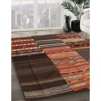 Contemporary Dark Gold Brown Southwestern Rug, con2690