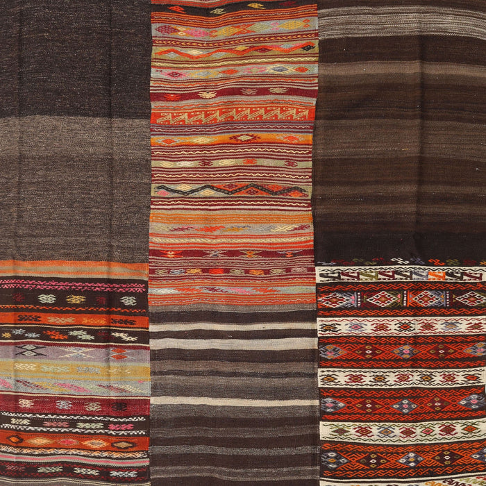 Square Contemporary Dark Gold Brown Southwestern Rug, con2690