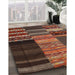 Contemporary Dark Gold Brown Southwestern Rug in Family Room, con2690