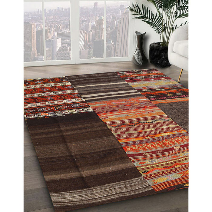Machine Washable Contemporary Dark Gold Brown Rug in a Family Room, wshcon2690