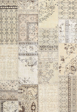 Contemporary Light French Beige Brown Patchwork Rug, con2691
