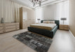 Machine Washable Contemporary Midnight Gray Rug in a Bedroom, wshcon2692