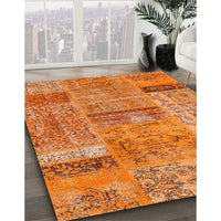 Contemporary Orange Red Patchwork Rug, con2693