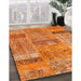 Contemporary Orange Red Patchwork Rug in Family Room, con2693