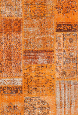 Contemporary Orange Red Patchwork Rug, con2693