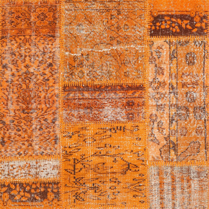 Contemporary Orange Red Patchwork Rug, con2693