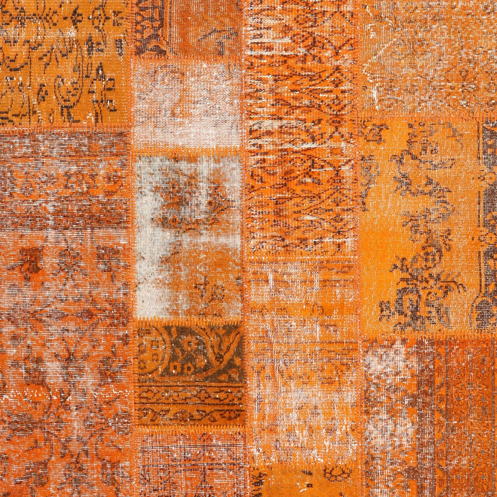 Contemporary Orange Red Patchwork Rug, con2694