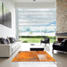 Square Machine Washable Contemporary Orange Red Rug in a Living Room, wshcon2695