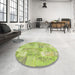 Round Machine Washable Contemporary Pistachio Green Rug in a Office, wshcon2696