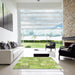 Square Contemporary Pistachio Green Patchwork Rug in a Living Room, con2696