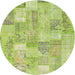 Sideview of Contemporary Pistachio Green Patchwork Rug, con2696