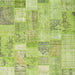 Square Contemporary Pistachio Green Patchwork Rug, con2696