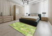 Machine Washable Contemporary Pistachio Green Rug in a Bedroom, wshcon2696