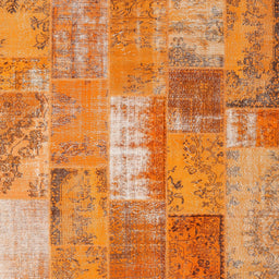 Square Contemporary Orange Red Patchwork Rug, con2697