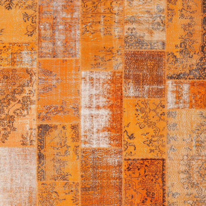 Square Contemporary Orange Red Patchwork Rug, con2697