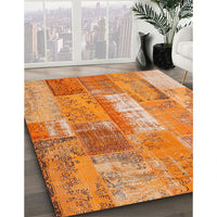 Contemporary Orange Red Patchwork Rug, con2697