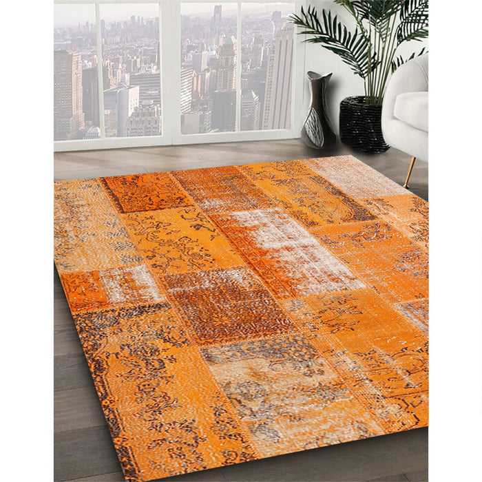 Machine Washable Contemporary Orange Red Rug in a Family Room, wshcon2697