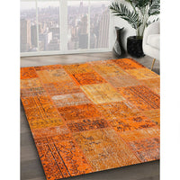 Contemporary Orange Patchwork Rug, con2698