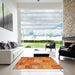 Square Contemporary Orange Patchwork Rug in a Living Room, con2698