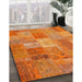 Contemporary Orange Patchwork Rug in Family Room, con2698