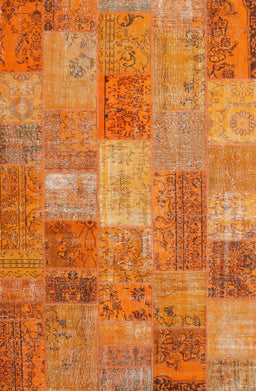 Contemporary Orange Patchwork Rug, con2698